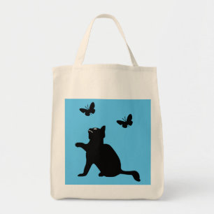 Tote Bag Cat n Papillons réutilisables Épicerie Fourre-tout