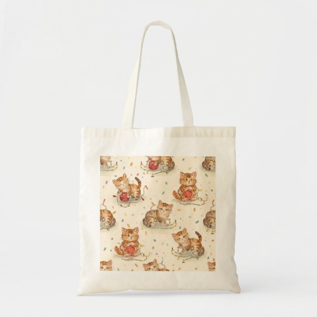Tote Bag cat pattern christmas (Devant)