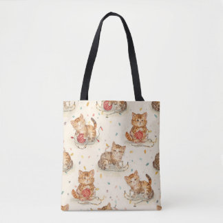Tote Bag cat pattern christmas