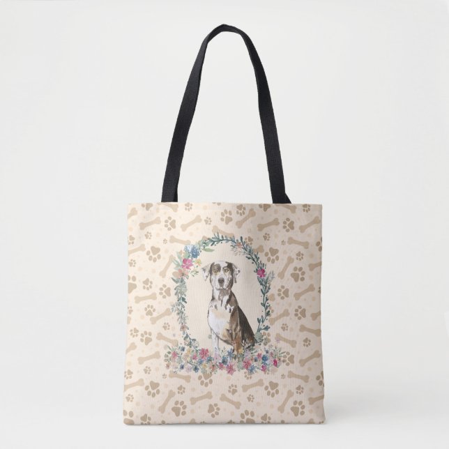 Tote Bag Catahoula Leopard Chien Empreinte de patte & Chien (Devant)