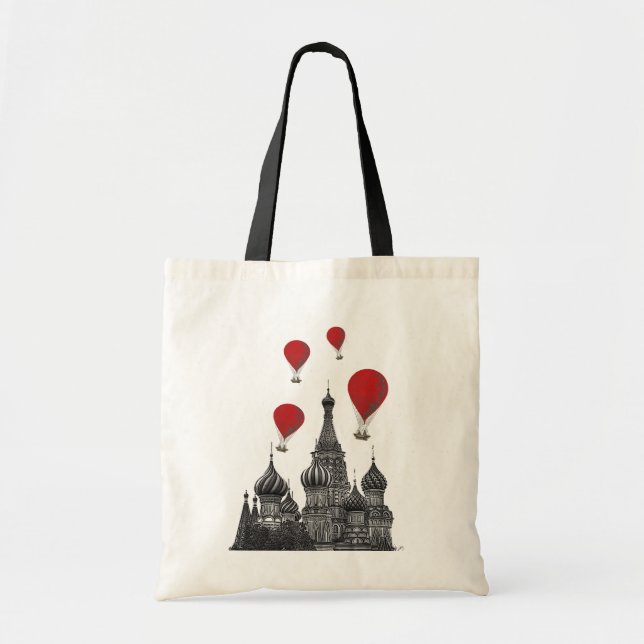 Tote Bag Cathédrale St Basil et Ballons rouges à air chaud (Devant)