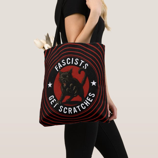 Tote Bag Cats Against Fascists (De près)