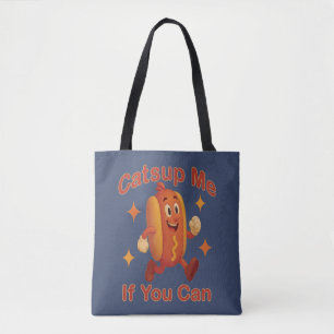 Tote Bag Catsume-moi si tu peux drôle Hot Dog - Ketchup Pun