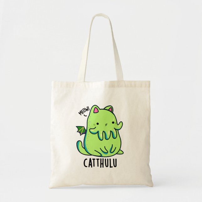 Tote Bag Catthulu Funny Cthulhu Cat Pun (Devant)