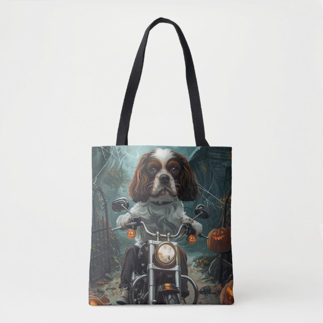 Tote Bag Cavalier King Charles Spaniel Halloween effrayant (Devant)