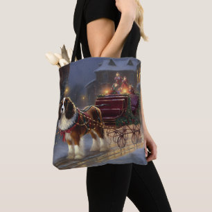 Tote Bag Cavalier King Charles Spaniel Noël Fêtard