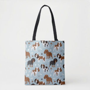 Tote Bag Cavalier King Charles Spaniel Paws and Bones