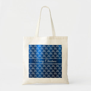 Tote Bag Célébration de Noël Flocons de Neige Blancs Bleu M