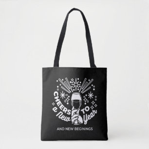 Tote Bag Célébrer les nouveaux débuts Vin Verre Illustratio