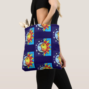 Tote Bag Céleste Sun Moon Nineties Style Motif