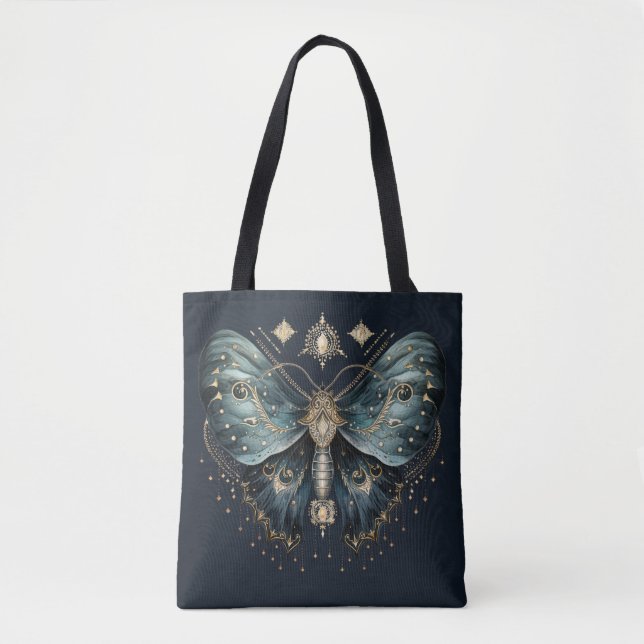 Tote Bag Celestial Moth Dark Aesthetic - Gothic Witch Art (Devant)