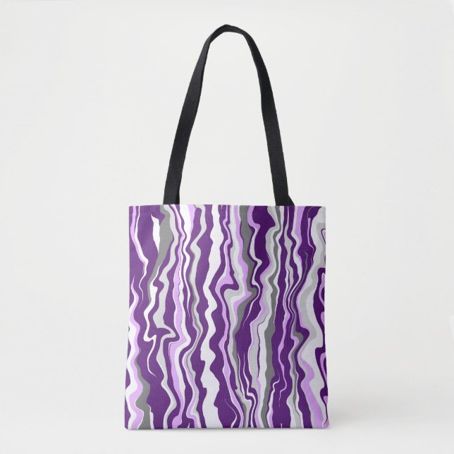 Tote Bag Cellules ou rayures d'art fluides en marbre violet (Devant)