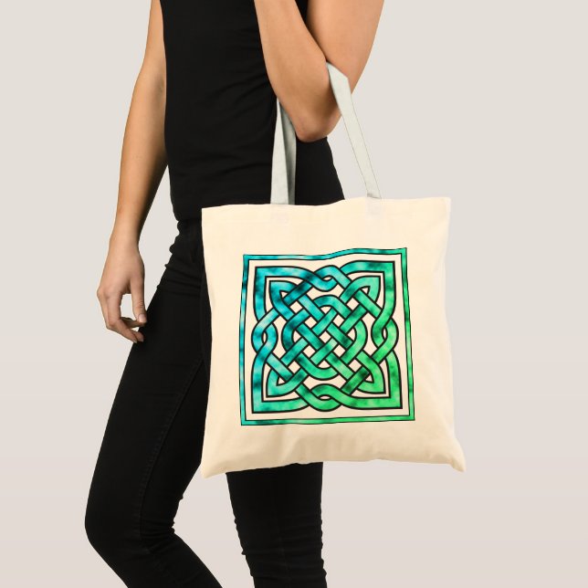 Tote Bag Céltic Knot - Carré Blue Green Budget Fourre-tout (Devant (produit))