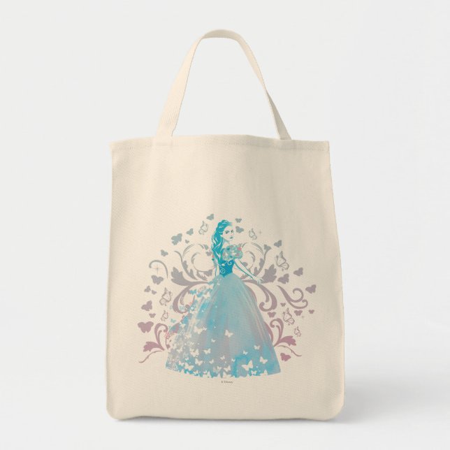 Tote Bag Cendrillon fantaisie papillon fleurit (Devant)