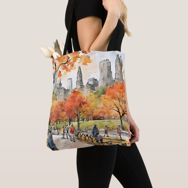 Tote Bag Central Park, aquarelles, générées par l'IA, (De près)