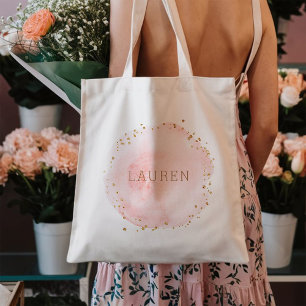 Tote Bag Cercle aquarelle rose blush