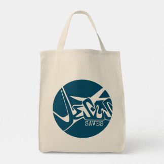 Tote Bag Cercle Bleu La Croix Jésus Sauve Graffiti