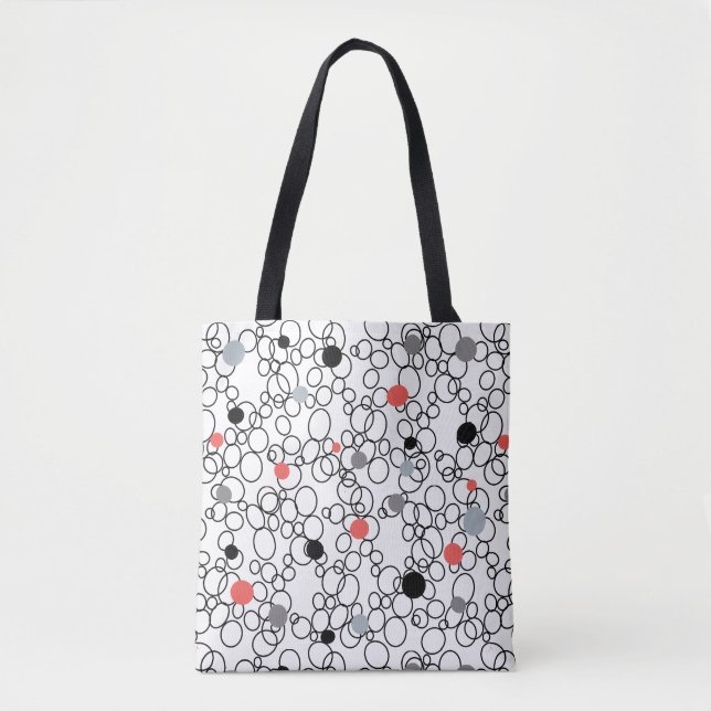 Tote Bag Cercles blancs noirs coralliens, points (Devant)