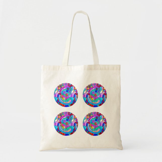 Tote Bag cercles d'amour hippie rétro super (Devant)
