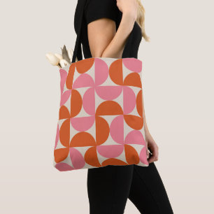 Tote Bag Cercles demi siècle rose et orange