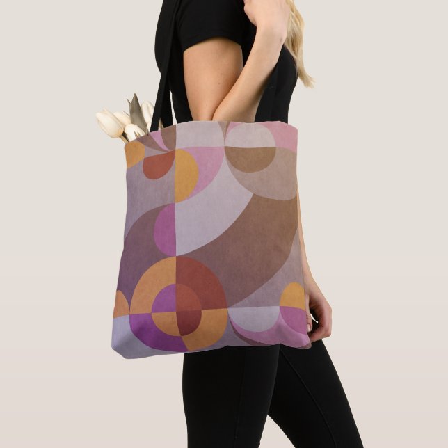 Tote Bag Cercles géométriques abstraits rétro Élégants colo (De près)