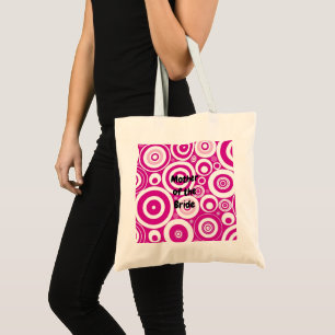 Tote Bag Cercles rétro concentrés rose et blanc
