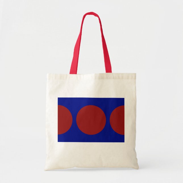 Tote Bag Cercles rouges en bleu (Devant)