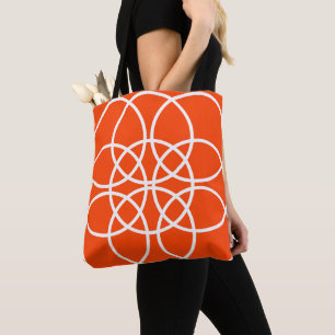Tote Bag Cercles spiraux blancs sur orange vif