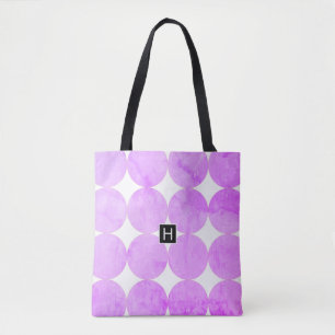 Tote Bag Cercles violets modernes Monogramme