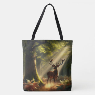 Tote Bag Cerf dans la forêt matinale