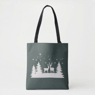Tote Bag Cerf de Noël enneigé Saison d'hiver Vacances 