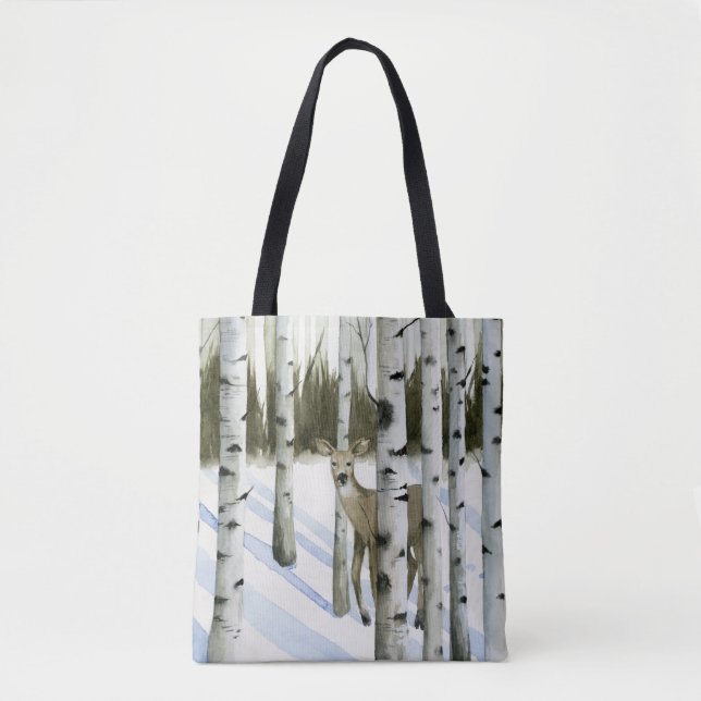 Tote Bag Cerf en chute de neige (Devant)