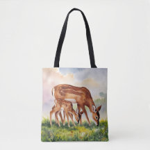 Cerf peint Mère et Bébé