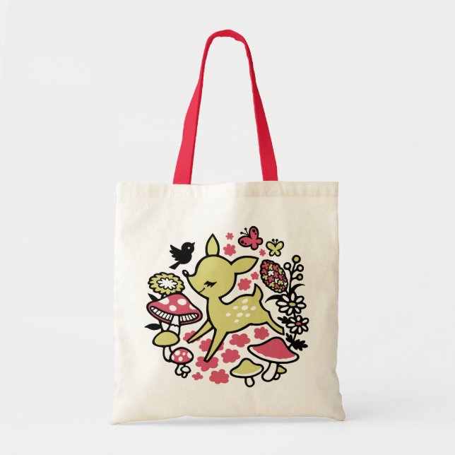 Tote Bag Cerfs communs dans la forêt - rose (Devant)