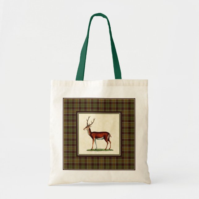 Tote Bag Cerfs communs vintages de mâle avec le plaid (Devant)