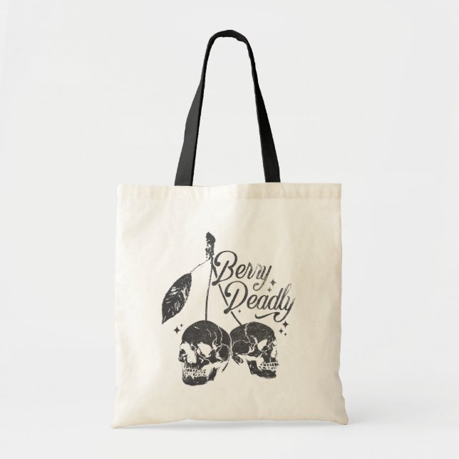 Tote Bag Cerise crâne Éffrayante et Halloween gothique doux (Devant)
