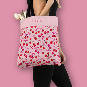 Tote Bag Cerise et Nœud Coquette