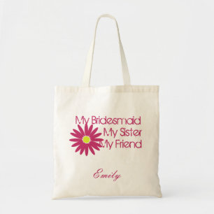 Tote Bag Cerise Rose Daisy/ Personnalisable