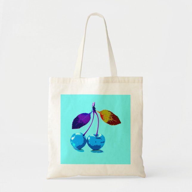Tote Bag Cerises bleues vives (Devant)