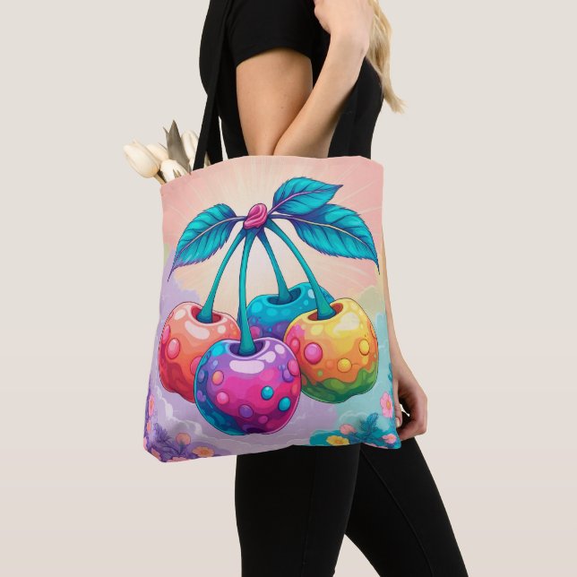 Tote Bag Cerises colorées (De près)
