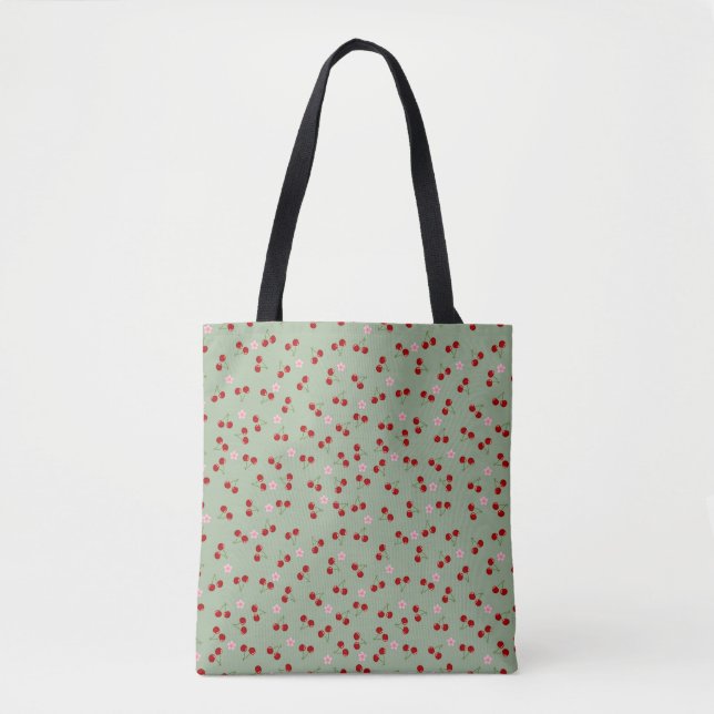 Tote Bag Cerises Et Fleurs (Devant)
