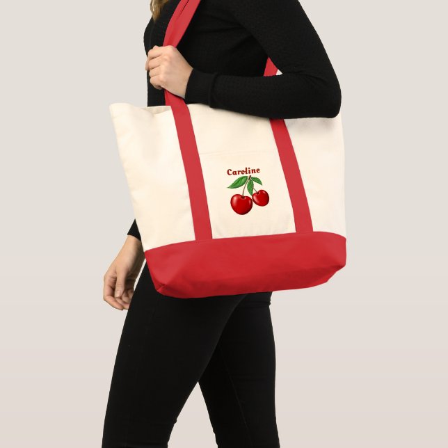 Tote Bag Cerises rouges personnalisées (Devant (produit))