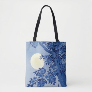 Tote Bag Cerisier en fleurs par une nuit au clair de lune p