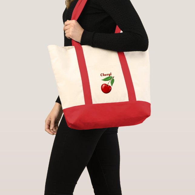 Tote Bag Cerisier rouge personnalisé (Devant (produit))