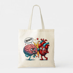Tote Bag Cerveau contre coeur humoristiques émotions