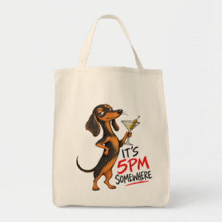 Tote Bag C'est 17h Quelque Part – Martini Sassy Dachshund