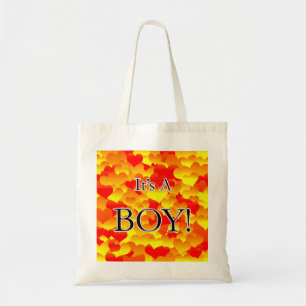 Tote Bag C'est un garçon ! Cœurs rouges et jaunes