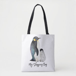Tote Bag C'est une famille de pingouins en aquarelle