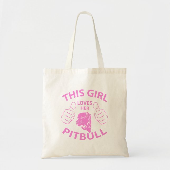 Tote Bag "Cette fille rose aime son pitbull" (Devant)
