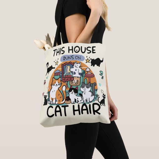 Tote Bag Cette maison fonctionne avec des poils de chat (De près)